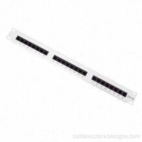 24-port Cat5e UTP Patch Panel with 110 or LSA IDC and 250 Times Punching Duration